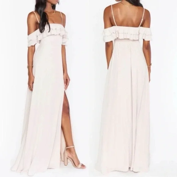 Show Me Your MuMu Emma Ruffle Maxi Dress Show Me The Ring Crisp Size Large SR46 - Picture 1 of 9